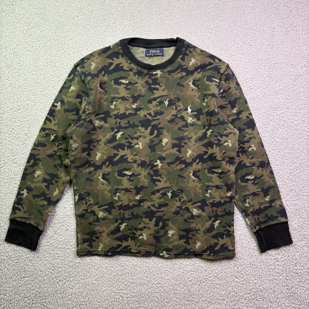 Polo Ralph Lauren Shirt Men Small Camo Long Sleeve Thermal Embroidered